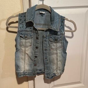 Girls Studded Denim Vest